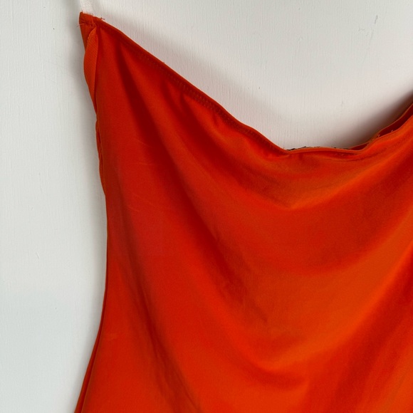 Vtg Y2K Orange Strapless Handkerchief Top Sz Large - Picture 9 of 11